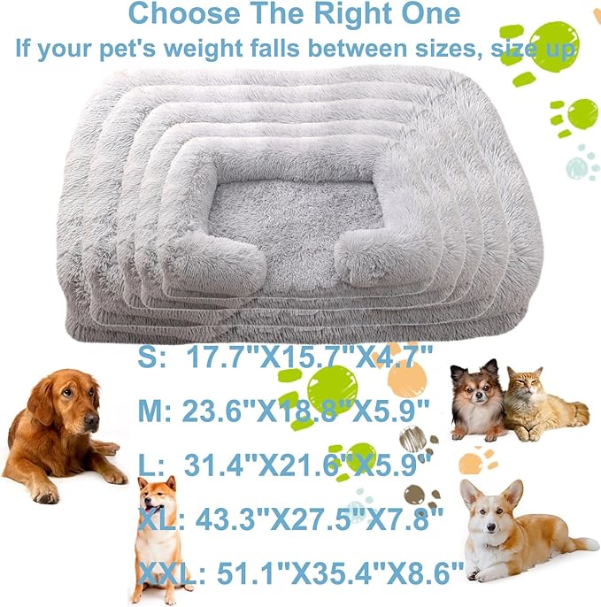 Dog Beds Large Sized dog Orthopedic, Sofa Dog Bed with Waterproof Lining and Nonskid Bottom, Rectangle Washable Dog Bed for Medium Small Dogs and Cats Comfortable ( Color : Gray1 , Size : 43 x 27" )