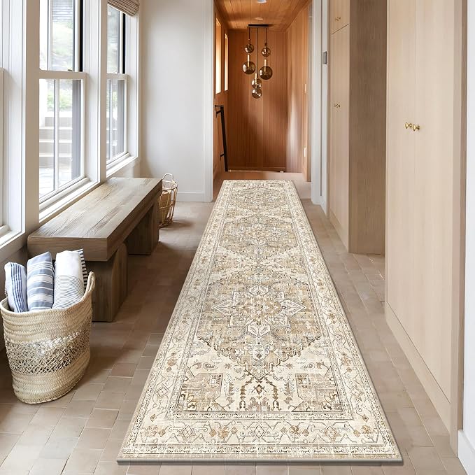 Yamaziot Washable Runner Rug, 3x10 Non-Slip Boho Vintage Hallway Rug