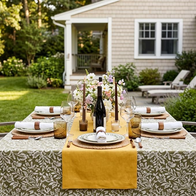 Solino Home 100% Pure Linen Table Runner Mustard Yellow, Fete 14 x 108 in |