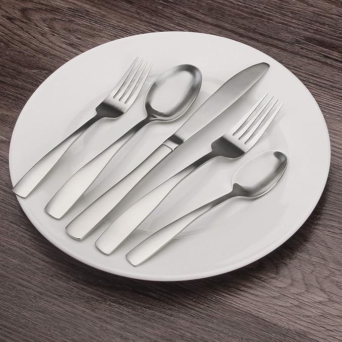 Matte Silverware Set, Bysta 20-Piece Stainless Steel Flatware Set, Kitchen