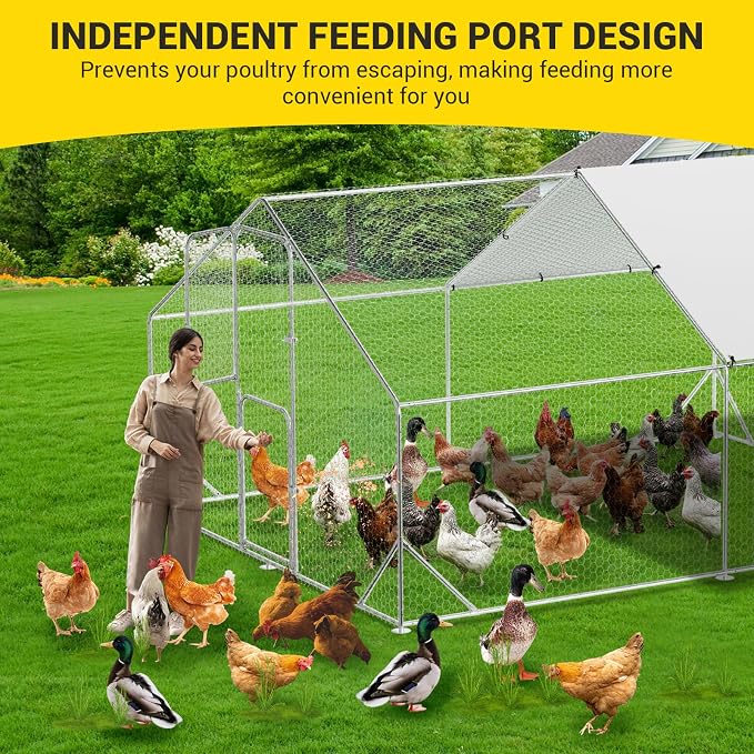 9.8X13.1x6.6FT, Large Walk in Chicken Run Pen Cage, Metal Coop Clearance