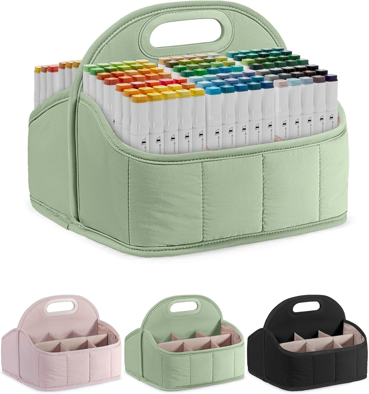 Rexmica Large Marker Caddy Organizer Case Bag for 210-400 Markers, Green