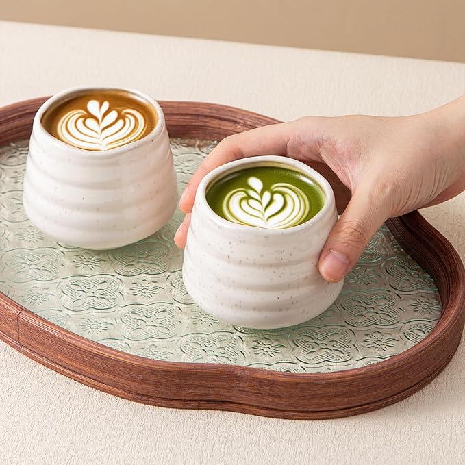 4pcs Japanese Tea Cup Set – Mini Size Cup 5OZ Ceramic Matcha Cup, Handless