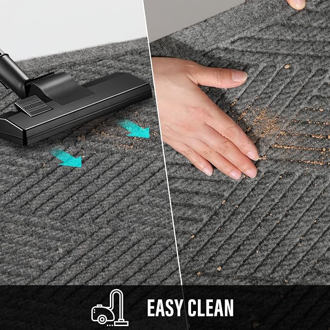 HIYARD Sturdy Front Door Mat, Absorbent Muddy Dirt Resist Welcome Door Mats