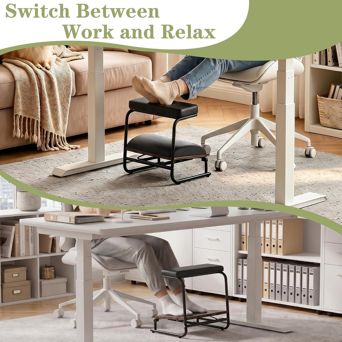 Double Step Foot Rest Under Desk, 5-Height Adjustable