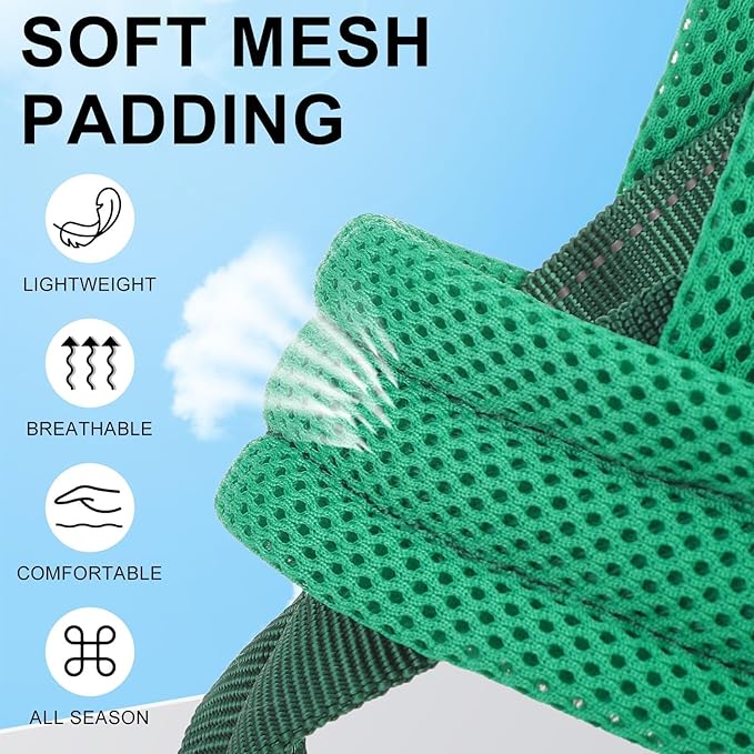 BEAUTYZOO No Pull Dog Harness Medium Sized Dog, Breathable Mesh Padded Dog Harness and Leash Set, Adjustable Reflective Escape Proof Dog Vest Harnessss Quick Fit for Training Walking, Green M