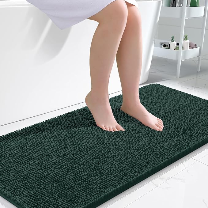 OLANLY Large Bathroom Rugs 45x27, Soft Absorbent Chenille Bath Rugs, Rubber