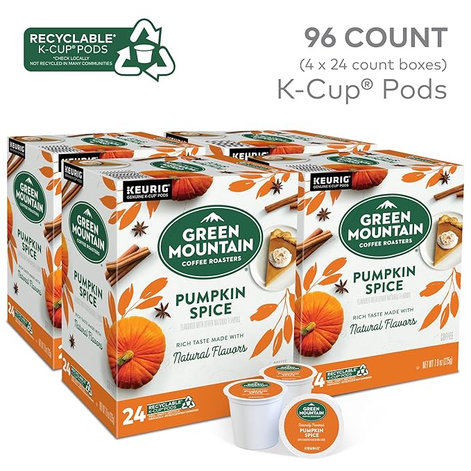 Green Mountain Coffee Roasters Pumpkin Spice Coffee, Keurig Single-Serve K-Cup Pods, Light Roast, 96 Count