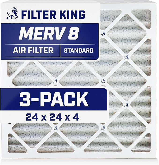 Filter King 24x24x4 Air Filter | 3-PACK | MERV 8 HVAC Pleated A/C Furnace