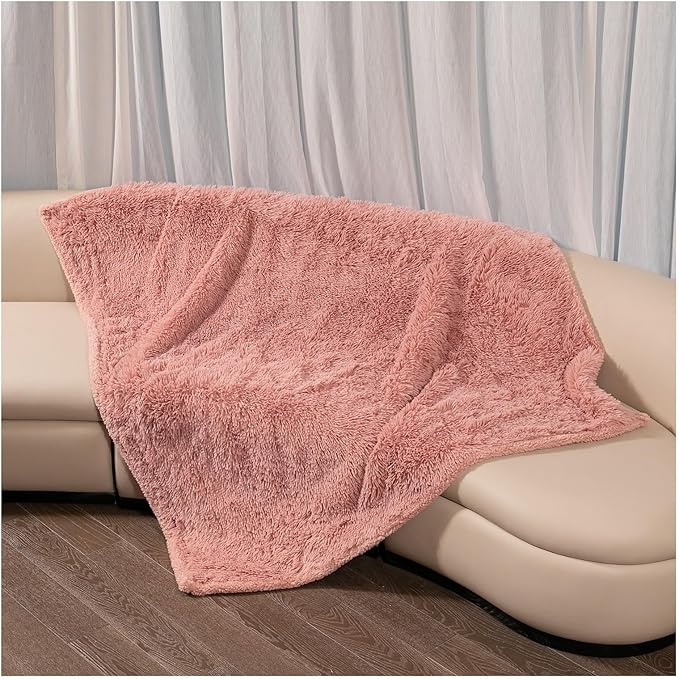 Pink Fluffy Waterproof Dog Blanket Long Faux Fur 85x57in Big Pet Blankets Cozy Warm Couch Mat King Size Bed Cover Washable(Pink,XL-85 * 57in)