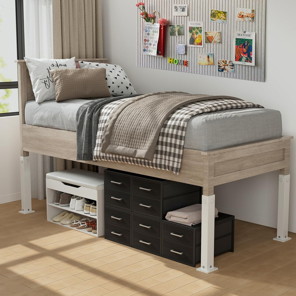 BOLUO Stackable Storage Drawers Narrow Closet Organizers and Storage Fabric Black 2 Drawer Dresser for Bedroom 2 Packs Modern