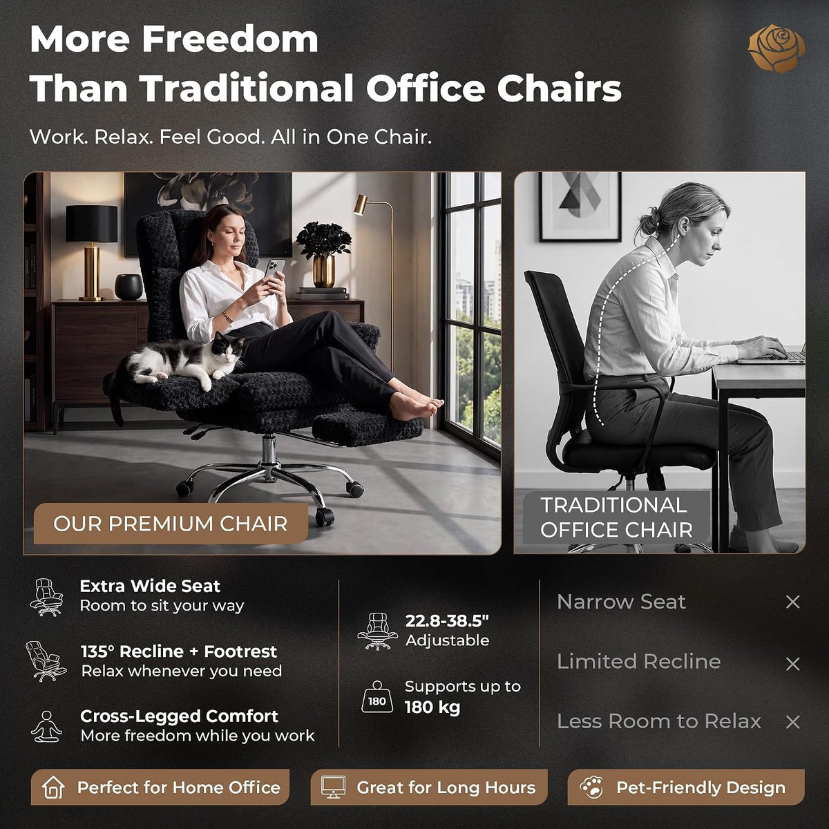 Big and Tall Heated Massage Office Chair with Footrest, 6-Point Vibration