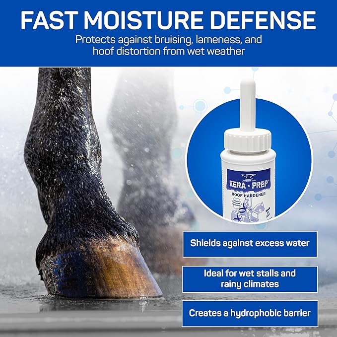 Kera Prep Hoof Hardener for Horses – Targeted Horse Hoof Care to Reinforce Hoof Structure at the Molecular Level – Repels Moisture, Restores Elasticity & Preps for Sealant – Ideal for Wet Conditions