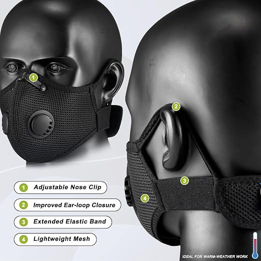 BASE CAMP Upgrade M Plus Dust Mask 2 Pack, Breathable Reusable Dust Face Mask