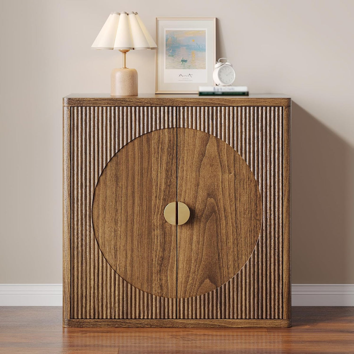31.5"Sideboard Buffet Cabinet with 3 Adjustable Shelves & 2 Doors (Walnut)