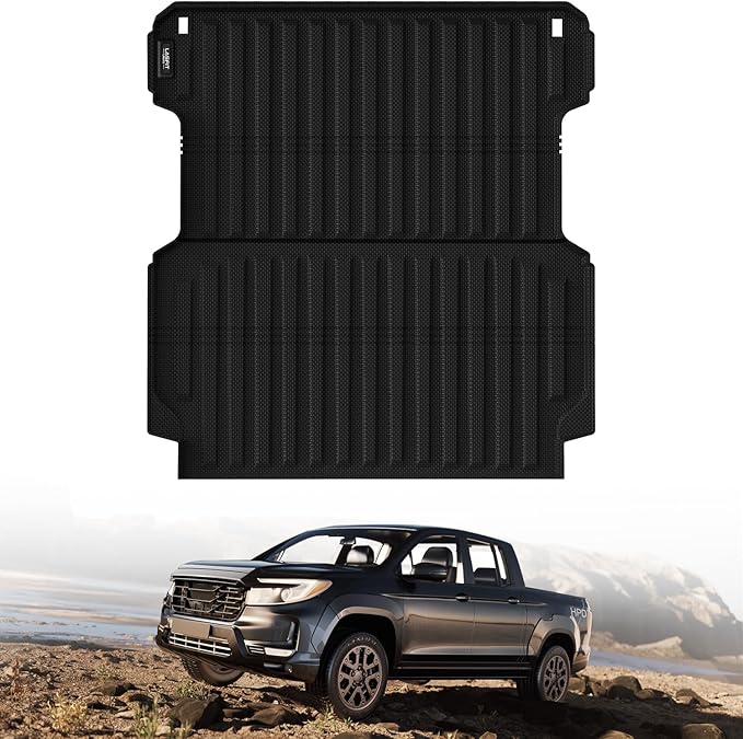LASFIT Truck Bed Mat for Honda Ridgeline 2026 2025 2024 2023 2022 2021 2020 2019 2018 2017 5.3FT (64.0 in) Bed Mat, TPE All Weather Custom Fit Truck Cargo Bed Liner, Black