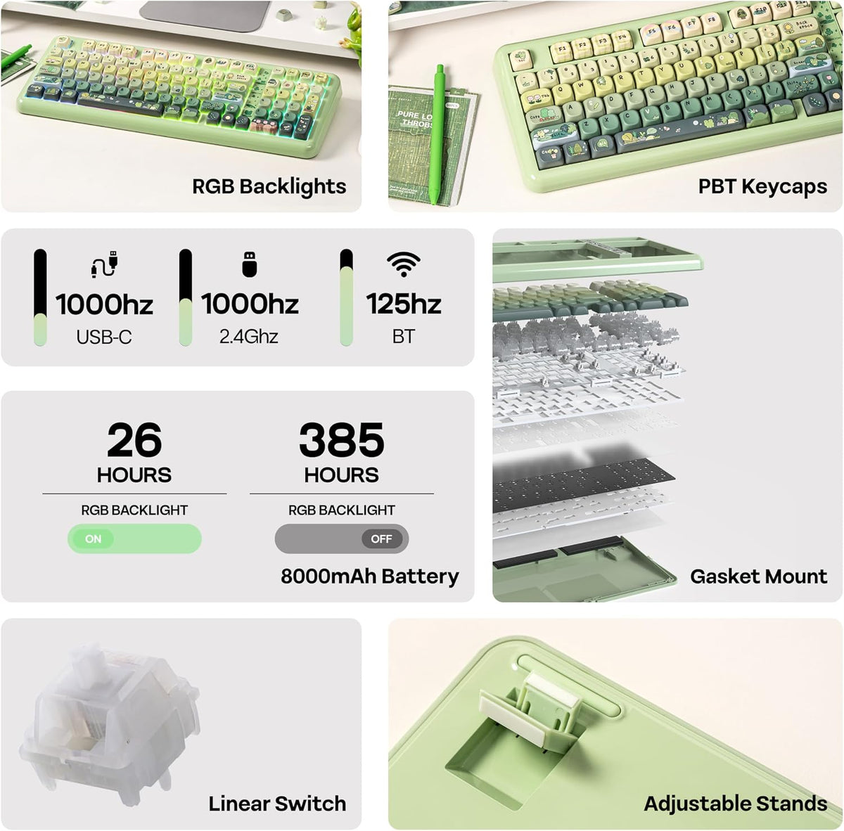 KiiBoom Phantom98 Lite 96% Wireless Mechanical Gaming Keyboard, VIA Custom