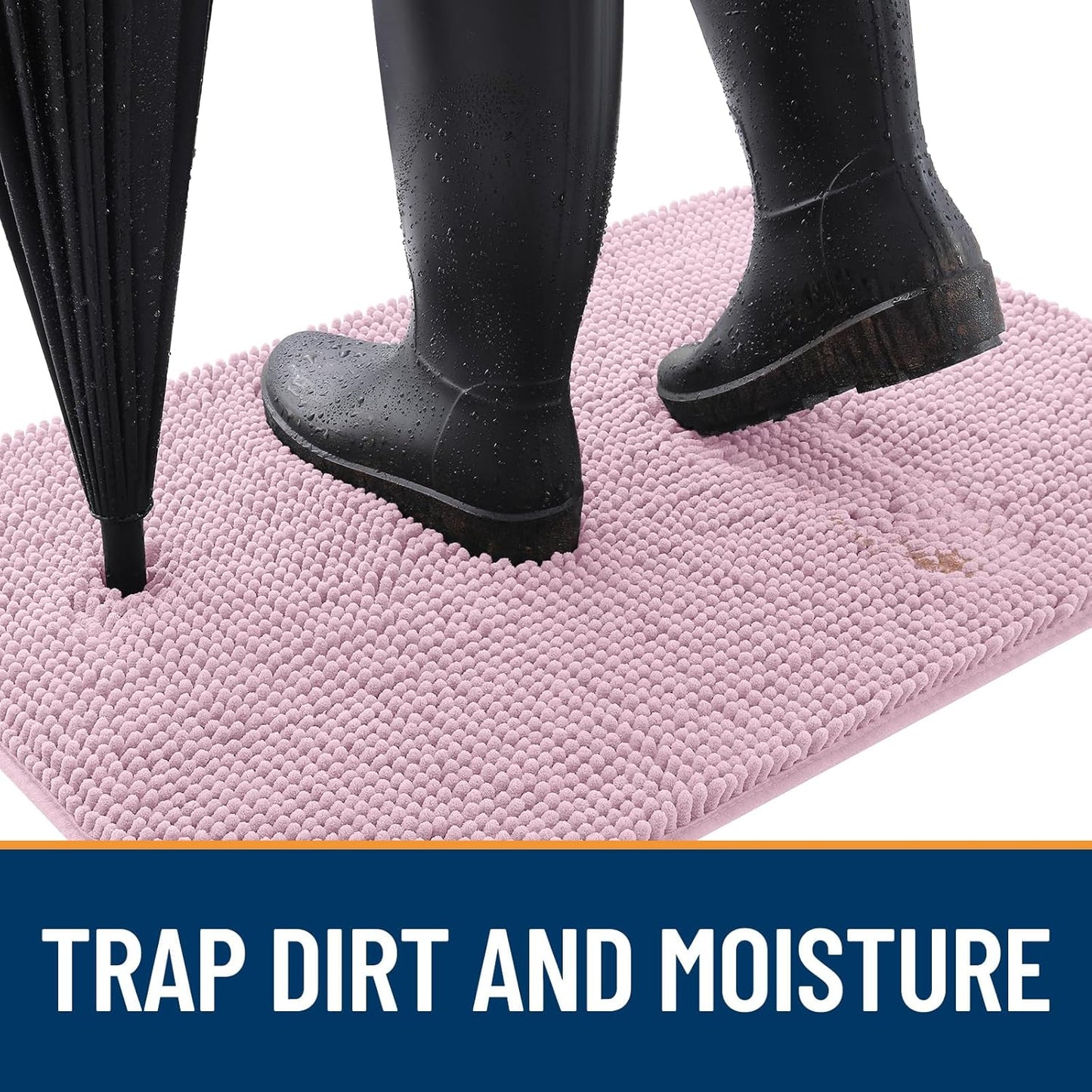 OLANLY Dog Door Mat for Muddy Paws 30x20, Absorbs Moisture and Dirt, Absorbent Non-Slip Washable Doormat, Quick Dry Chenille Mud Mat for Dogs, Entry Indoor Entryway Carpet for Inside Floor, Dusty Rose