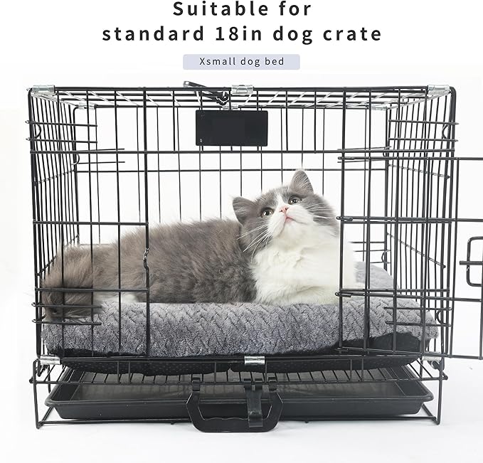 Dog Bed for Small Dogs Washable Dog Crate Bed for Dog Cages 18 inch Small Dog Bed Anti-Slip Waterproof Mute Base Warming Cozy Soft Pet Pupp, Dog Pillows for Small Dogs Tire Printing Dark Grey