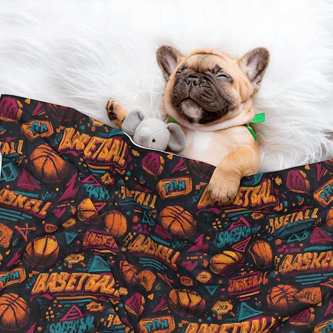 Waterproof Dog Blanket Soft Pet Blanket for Puppy Cat, Fleece Cat Throw Blankets for Furniture Bed Couch Sofa Reversible - Basketball 1