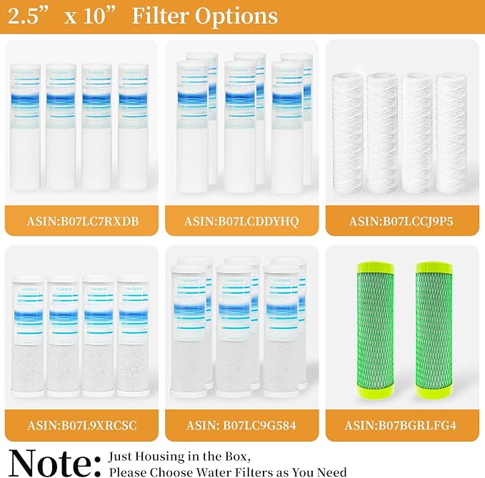 Geekpure 10-Inch Whole House Slim Water Filter Housing