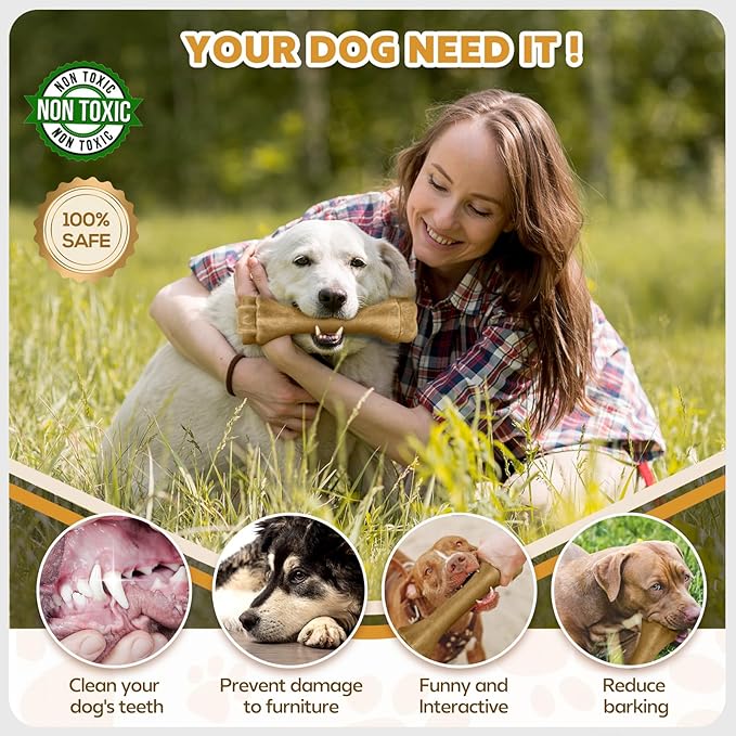 Dog Toys for Aggressive Chewers, Indestructible Bones for Aggressive Chewers, Tough Puppy Chew Toy for Heavy Duty Dogs, Big Dog Teething Toys with Durable Nylon for Large/Medium Breed Puppies