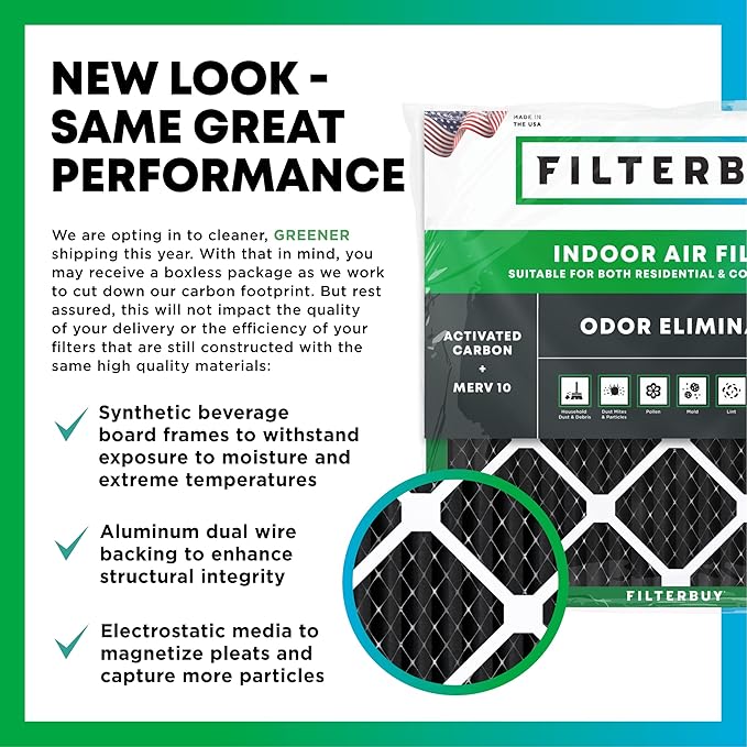 Filterbuy 20x21.5x1 Air Filter MERV 10 Odor & Allergy Defense
