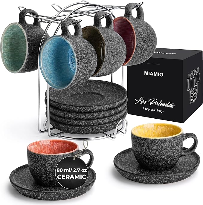 MIAMIO – 2.7 Oz Ceramic Stackable Espresso Cups