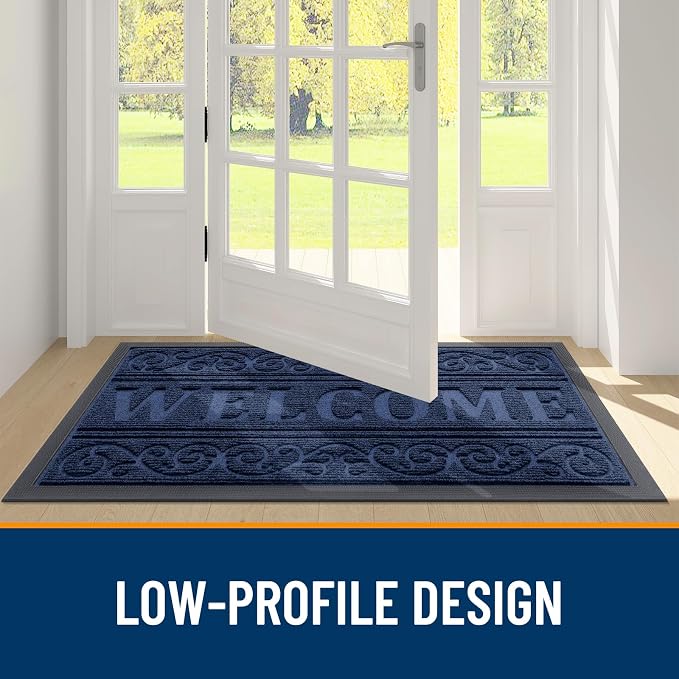 OLANLY Welcome Door Mat Indoor Outdoor Entrance, Heavy Duty Sturdy Front Door