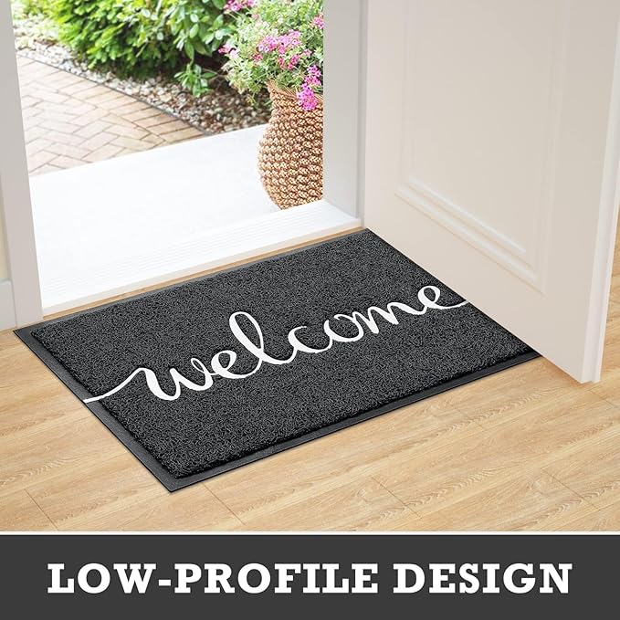 CozyBounty Black Door Mat Welcome Mats Outdoor Indoor Non-Slip Doormat
