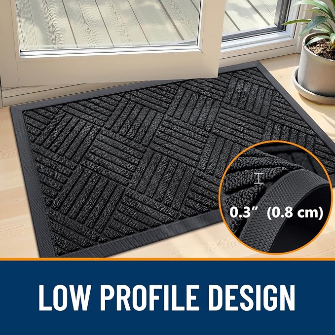 OLANLY Front Door Mat Outside Entrance 33x21, Heavy Duty Sturdy Natural Rubber