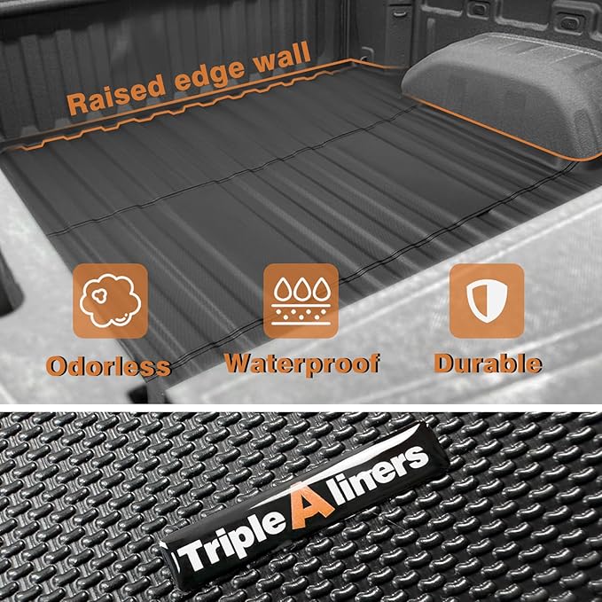 TripleAliners Truck Bed Mat Compatible with 2020-2025 2026 Chevy Silverado/GMC Sierra 2500 3500HD Accessories 6.8FT Liner All-Weather Protection TPE Heavy Duty Bed Mat(No for Factory 5th Wheel System)