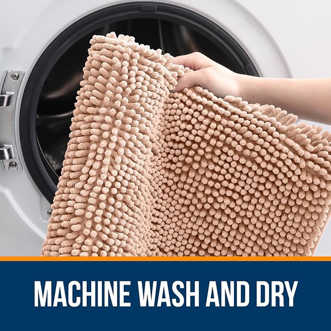 OLANLY Bathroom Rugs 34x21, Extra Soft Absorbent Chenille Bath Rugs, Rubber