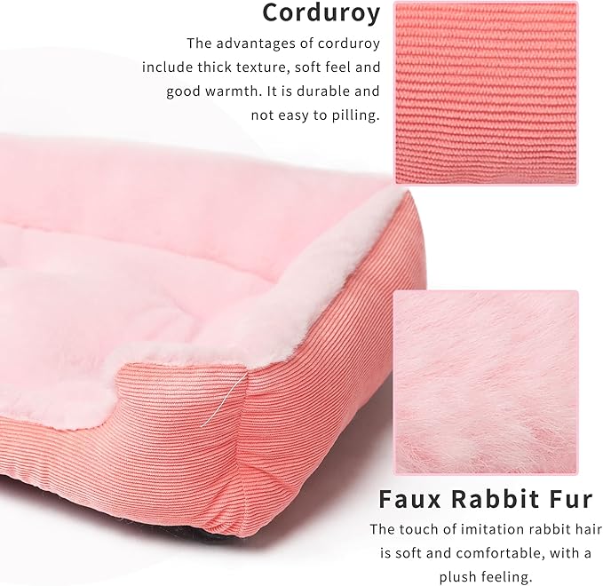 Dog Bed with Sides Small Washable Rectangle Pet Sofa Bed for Small Dogs Cats Comfy Bolster Beds Premium Soft 20x19x6