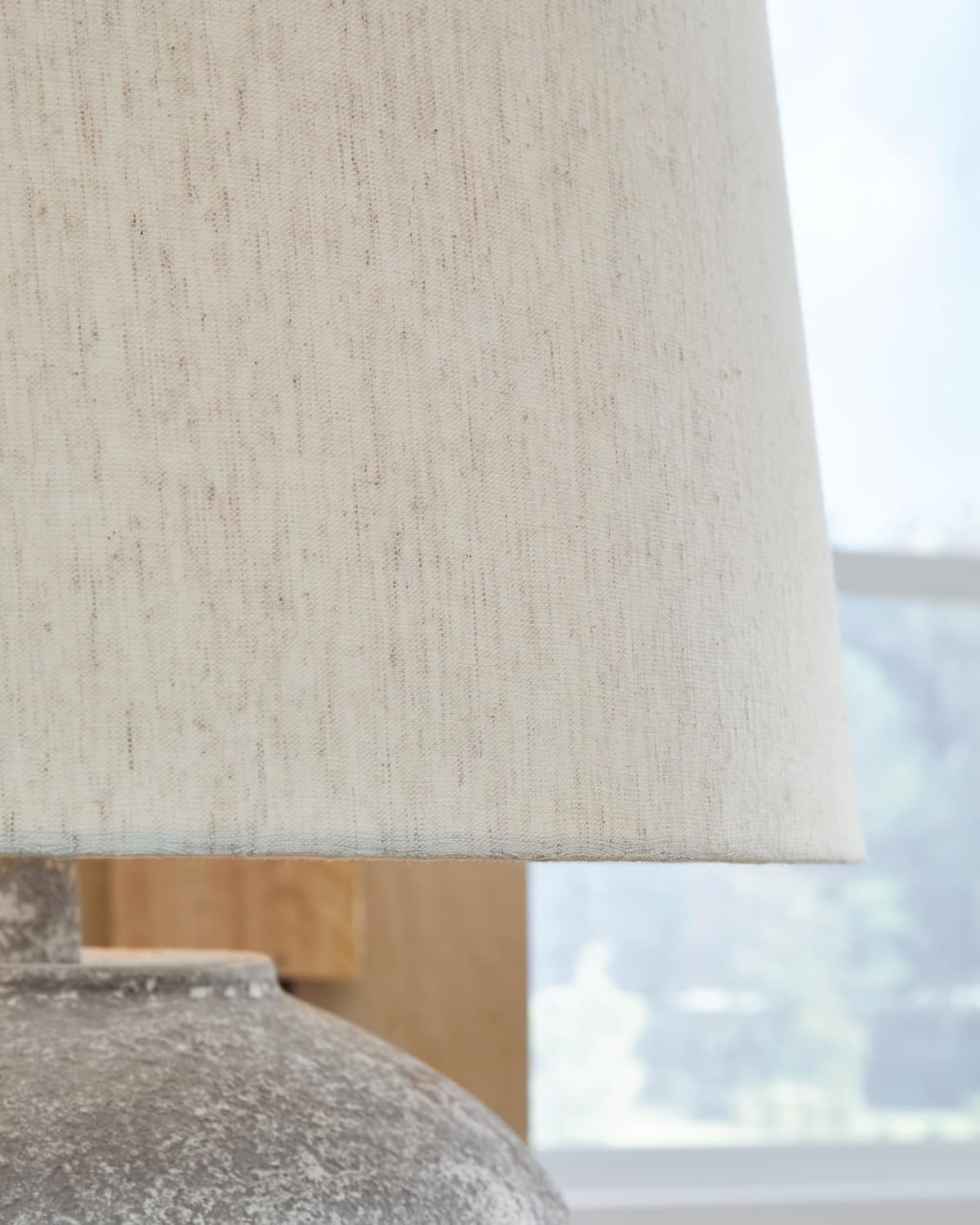 Signature Design by Ashley Dreward Table Lamp, Distressed Faux Stone Look, Textured Metal and Paper Composite Construction, for Living Room Consoles and Bedside Decor, Distressed Gray, 26" Tall