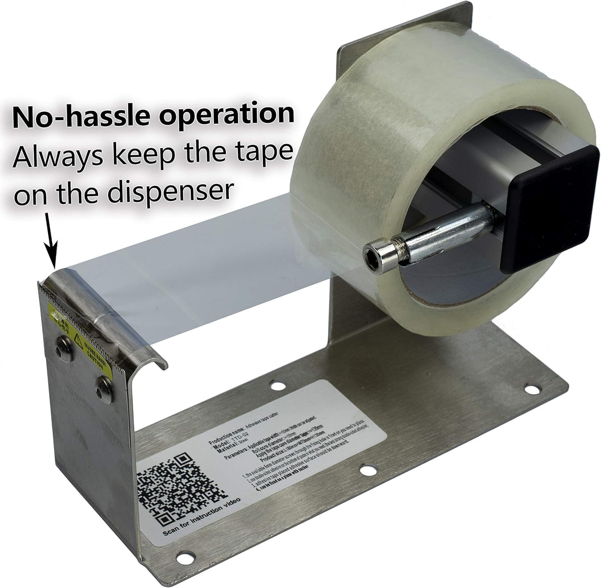 2 inches Desktop Table Top/Wall Mounted Tape and Label Dispenser, Large Desktop Tape Dispenser for 2'' Tape, Stainless Steel Frame with Sucktion Cup Sucker TTD-02