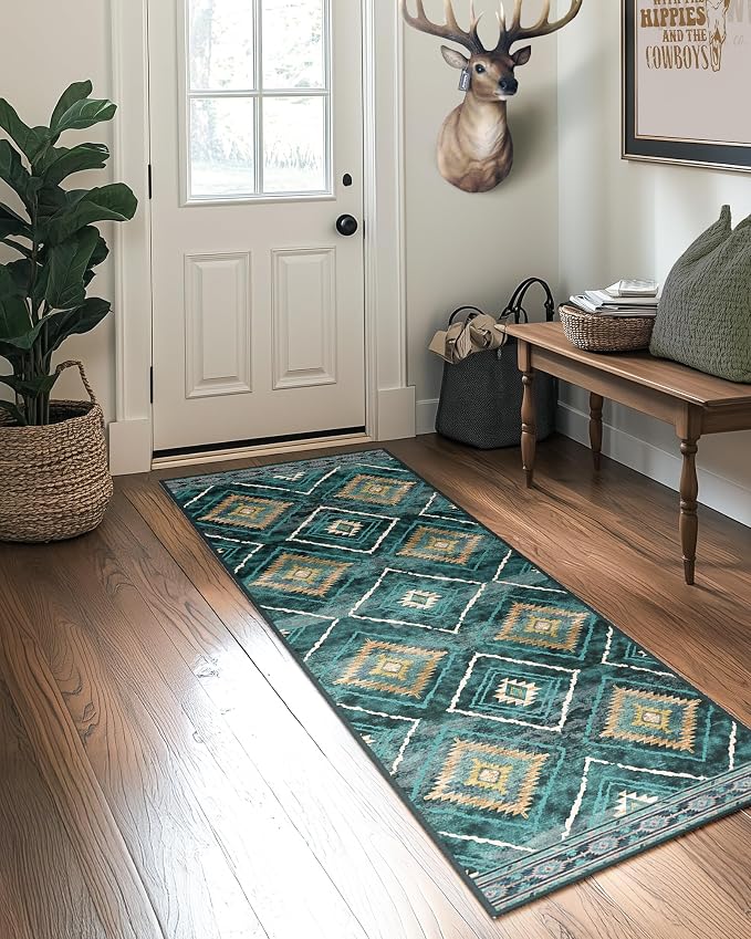 BESTSWEETIE Area Rug 2x8 Rug Machine Washable Non-Slip Low Pile Print Pattern