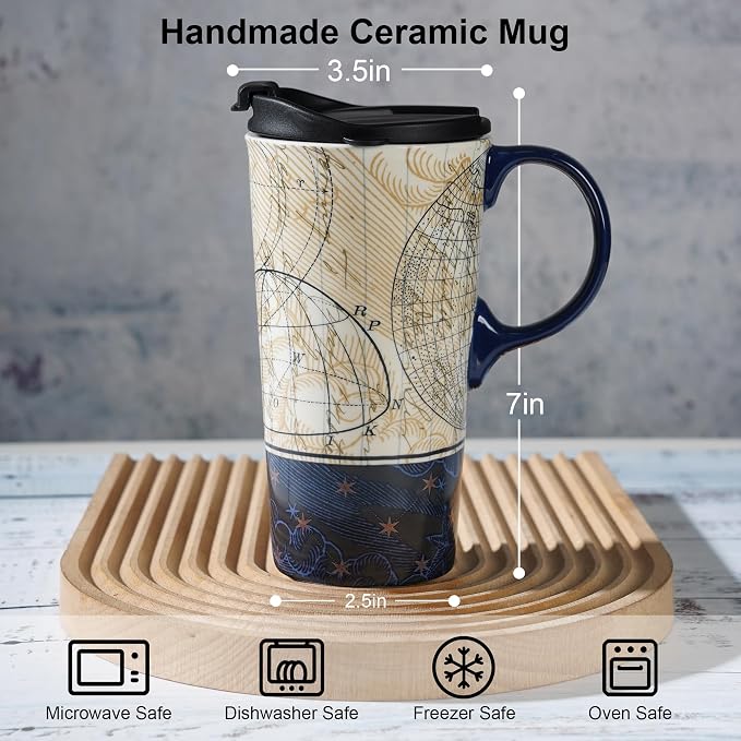 Topadorn 17oz Ceramic Travel Coffee Mug