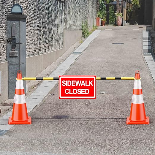 RoadHero 6 Pack 4 FT to 6.9 FT Retractable Cone Bar, Expandable Traffic Cone Bars for Parking Lots, Extendable Barricade for Road Construction, Black and Yellow, Cone Not Included