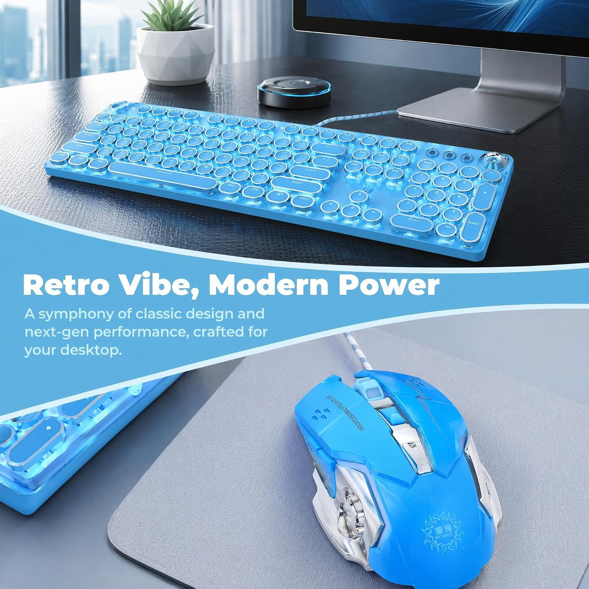 Basaltech Mechanical Gaming Keyboard and Mouse Combo, Blue