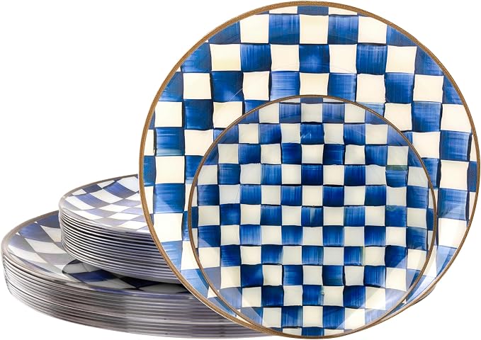 U-QE 20PCS Blue Plastic Plates for Party