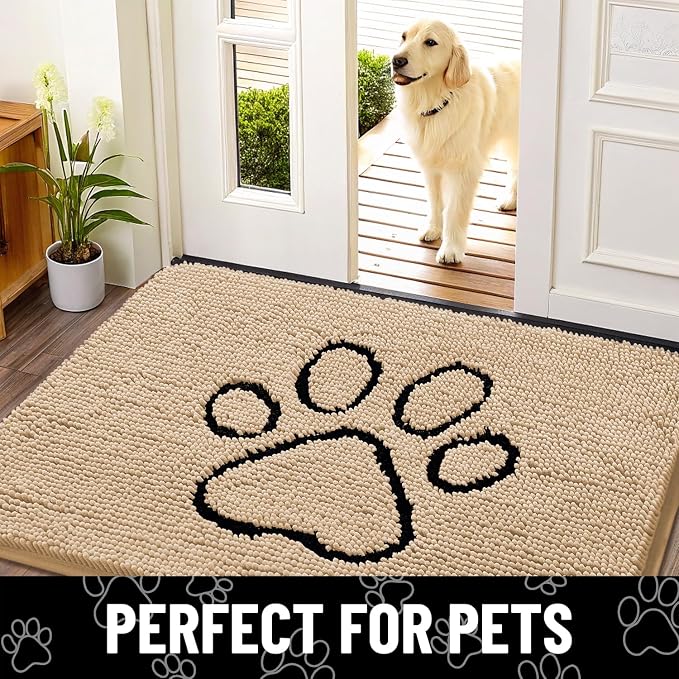Smiry Dog Door Mat for Muddy Paws, Absorbent Dirt Trapper Non Slip Quick Dry