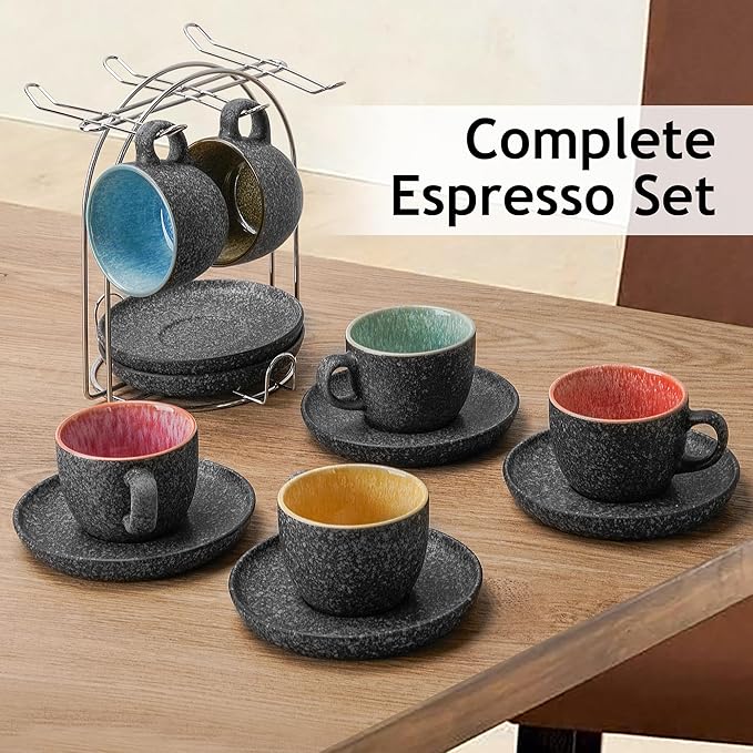 MIAMIO – 2.7 Oz Ceramic Stackable Espresso Cups