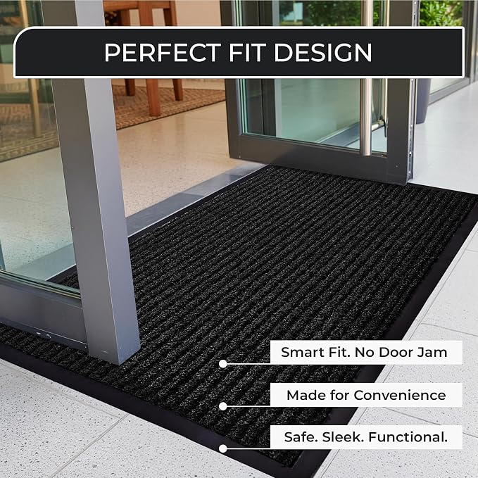 4 Pack Black Commercial Door Mat 3'x6' Heavy Duty Industrial Floor Mat