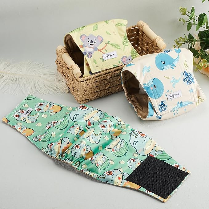 Washable Male Dog Diapers Reusable, Premium Belly Bands for Male Dogs, Pack of 3, High Absorbing Extra Small Male Dog Pee Wraps for Doggie in Incontinence or Excitable Urination and Training(XS)