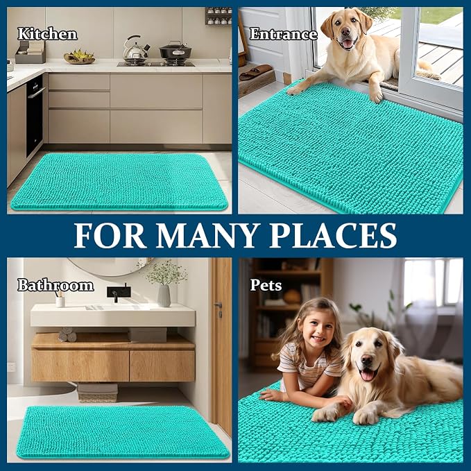 OLANLY Dog Door Mat for Muddy Paws 54x32, Absorbs Moisture and Dirt, Absorbent