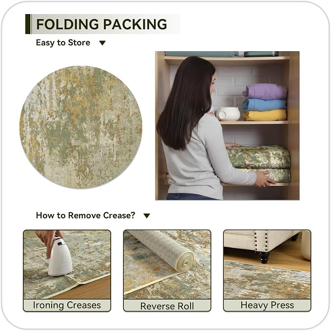 Green Round Area Rugs 4ft Washable Circle Rug
