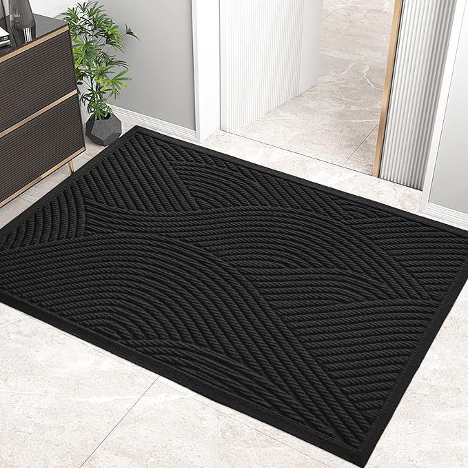 HIYARD Sturdy Front Door Mat, Absorbent Muddy Dirt Resist Welcome Door Mats