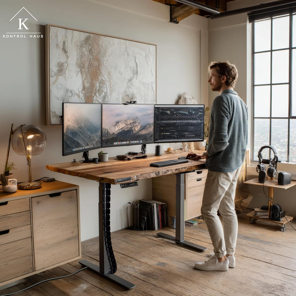 Under Desk Cable Management Spine, Standing Desk Wire & Cord Organizer, Adjustable 53 Inch Cable Spine, Magnetic & Screw-in Mount, Black Vertebrae, Snake, 101-Piece Kit, Cable Management Kit