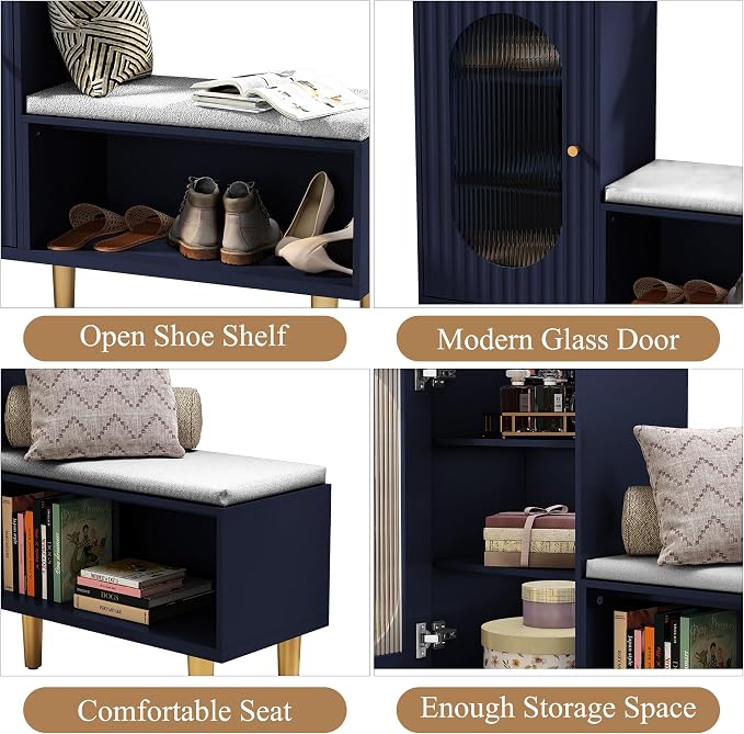 HLR Storage Bench Set of 2, L-Shaped Storage Cabinet